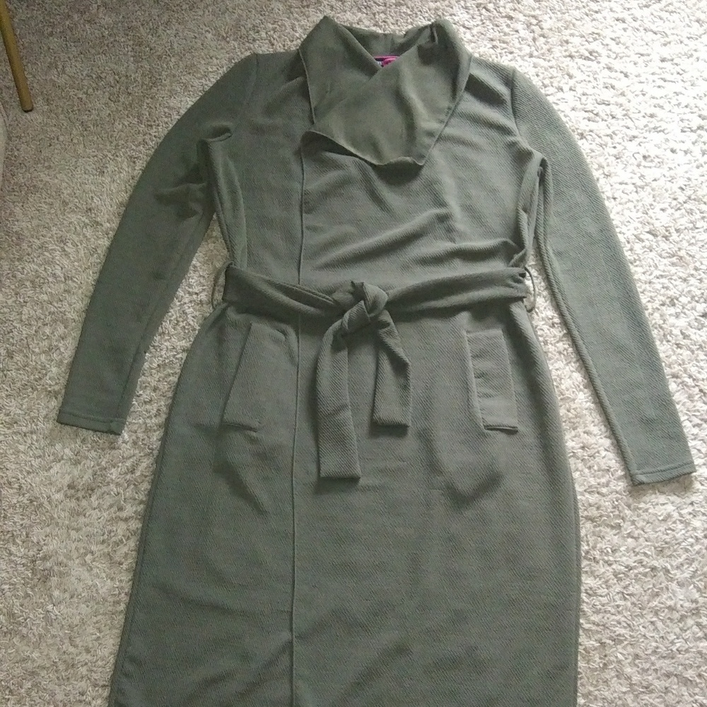 Forest Green tie wasted mid thigh jacket